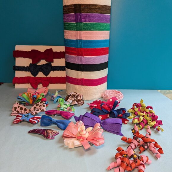 Stretchy Headbands & Clip On Hair Bows Bundle - Picture 1 of 12